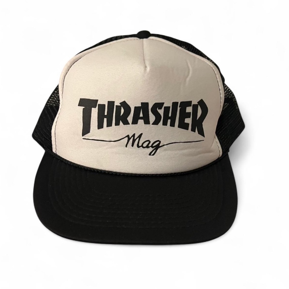 Vintage Thrasher Black Trucker Hat